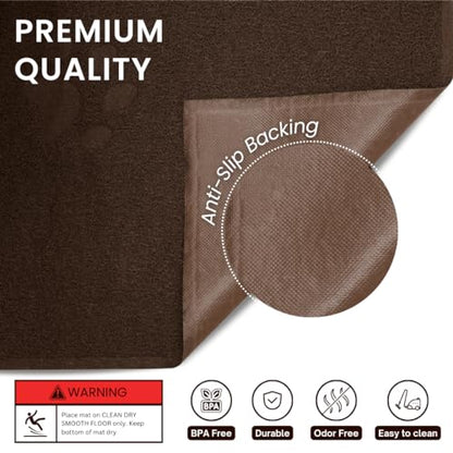 Andalus Small Cat Litter Mat, Pack of 2 - Waterproof, Non-Slip & Easy to Clean Cat Litter Box Mat for Extra Efficient Pet Litter-Trapping, Brown (15.75” X 11.75”) - color: Brown