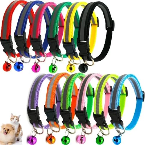 Reflective Puppy Collar with Bell, 2 Pack XS Dog Collars Adjustable for XXS XSmall Extra Small Tiny Little Dogs Pet Cat Boy Male Kitten Blue and Light Blue - color: Blue+Light Blue, size: XS(Neck 7.5"-12")