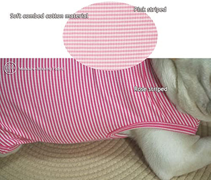 Dog Shirt,Combed Cotton T-Shirts,Soft Cool Boy Girl Tee for Small Dogs Kitty Puppy Chihuahua,Pink Rose Striped S - color: Pink & Rose Striped, size: Small