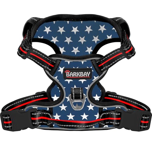 BARKBAY Dog Harness No Pull Mesh for Small Dogs - Adjustable, Reflective, Comfortable, No Choke, Heavy-Duty - Perfect for Outdoor Training, Walking, and Hiking - Strong & Durable- XS & Blue Star Mesh - color: Blue Star-Mesh, size: X-Small