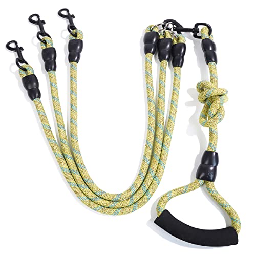 3 Dog Leash - Padded Handle, 360° Swivel Multiple Dog Leash No Tangle, Lead for Medium Large Dogs, Walking & Training Double Dogs (Green Blue) - color: Green Blue