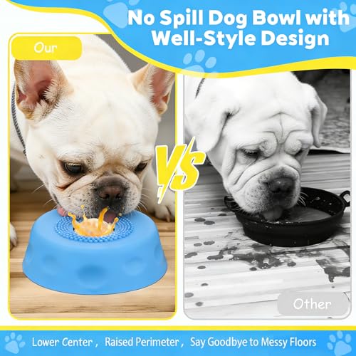 Slow Feeder Dog Bowls for Liquid Treats, Ball-in Interactive Bone Broth Dog Lick Bowl, 250ml Pup Lick Mat Toy for Large Medium Small Breeds, Ideal for Dietary Supplement & Post-op Nutrition (Blue) - color: Blue