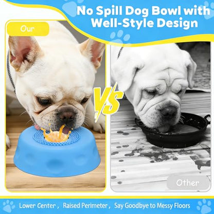 Slow Feeder Dog Bowls for Liquid Treats, Ball-in Interactive Bone Broth Dog Lick Bowl, 250ml Pup Lick Mat Toy for Large Medium Small Breeds, Ideal for Dietary Supplement & Post-op Nutrition (Blue) - color: Blue