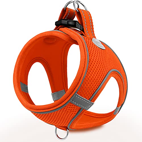 Joytale Small Dog Harness, Breathable Mesh Step-in Vest, Reflective Soft Padded Harnesses for Cats and Puppies Dogs, Orange, XXXS - color: Orange, size: XXXS--Chest: 10.5-12''