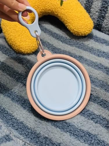 2piece Collapsible Pet Bowl 11.8oz Portable Dog Cat Food Water Bowl with Carabiner Foldable Travel Feeding Dish for Outdoor Walking Hiking