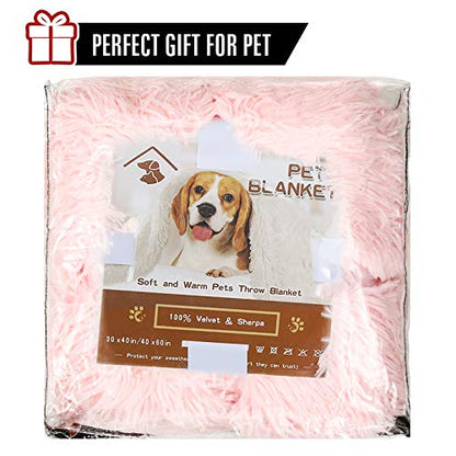 LOCHAS Luxury Fluffy Dog Blanket, Extra Soft and Warm Sherpa Fleece Pet Blankets for Dogs Cats, Plush Furry Faux Fur Puppy Throw Cover, 40''x60'' Pink - color: Pink, size: Large(40''x60'')