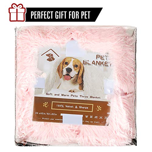 LOCHAS Luxury Fluffy Dog Blanket, Extra Soft and Warm Sherpa Fleece Pet Blankets for Dogs Cats, Plush Furry Faux Fur Puppy Throw Cover, 30''x40'' Pink - color: Pink, size: Medium(30''x40'')