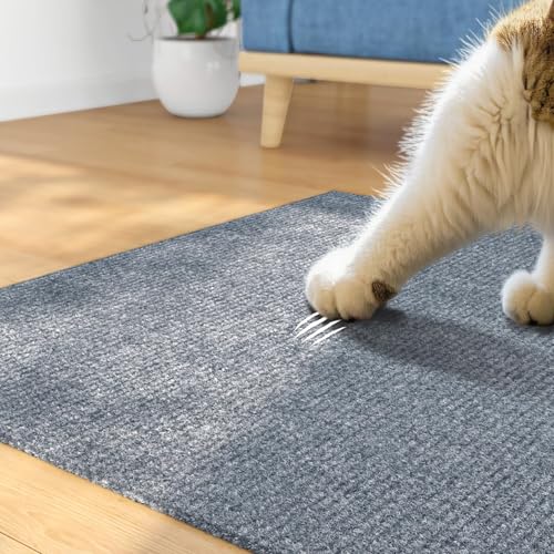 ReWallpaper Cat Scratching Mat Grey Carpet Protector Self Adhesive Durable Cat Scratch Pad Strong Grip Anti Claw Guard for Door Furniture Sofa Couch Wall Corner Tower Post Easy to Trim 15.8in x 6.5ft - size: 15.8in x 6.5ft