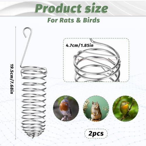 2Pcs Rat Enrichment Toys Stainless Steel Bird Food Holder Rat Parrot Foraging Toy Hanging Rodent Toy Fruit Vegetable Holder Puzzle Toy Slow Feeder Parakeet Foraging Mice Cage Accessories