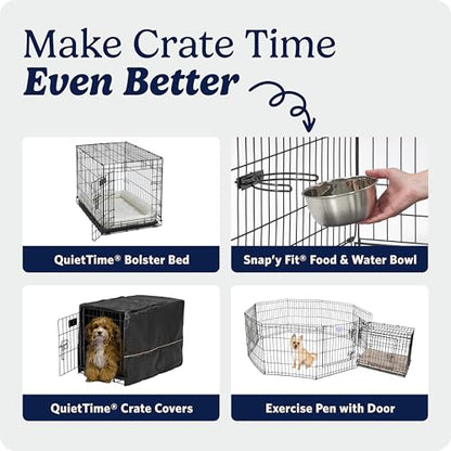 MidWest Homes for Pets 22-Inch iCrate for Extra-Small Breeds, Up to 15 lbs, Single Door Folding Dog Crate with Divider Panel, Leak-Proof Tray & Secure Latch, Portable, Durable & Easy to Assemble - size: 23.0"L x 14.0"W x 16.2"H