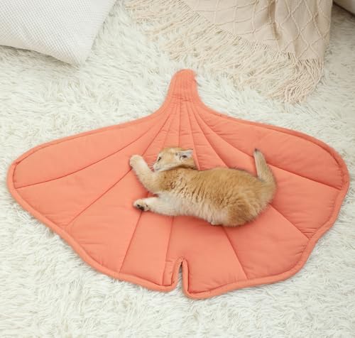 Letalong 31 X 25 Inch Leaf Shaped Cotton Cat Bed Pad, Warming Cat Mat, Pet Warming Pad for Cats, Warmer Mat for Feral and Indoor Cats, 2025 Enlarged and Thickened Leaf Beds - color: Pink