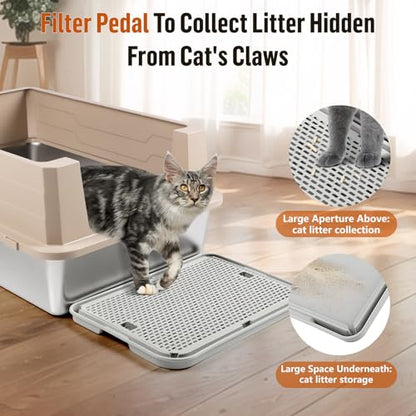 Large Cat Litter Box Step Mat, 16.5"x11.2" Cat Ramp Stairs, Cat Litter Catcher for Self-Cleaning Litter Box, Cats Pedal Step Stool Ideal for Kitten & Older Cats (Light Grey) - color: Light Grey Large