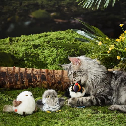 Cat Toys Flapping Bird Cuckoo, Touch Activated Interactive Cat Kicker with 3 Modes, Catnip Pouch, Type-C Rechargeable, Realistic Chirping, Self-Stop, Washable Fur Cover
