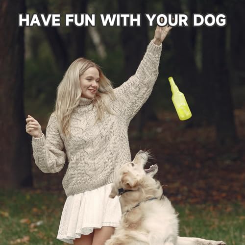 Water Bottle Dog Toy,Dog Toys for Aggressive Chewers,Water Bottle with Tennis Ball,Suitable for Small and Medium Pets to Exercise Outdoors(Yellow) - color: Yellow