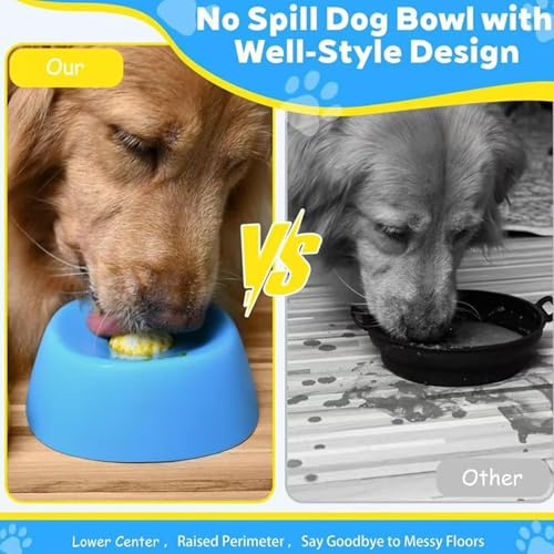 Slow Feeder Dog Bowls for Liquid Treat，Lick Sphere Bowl with Rolling Balls for Bone Broth & Yogurt, Non-Slip Interactive Slow Eating Toy, Small Medium Large Breeds (Blue-1PC) - color: Blue-1PC