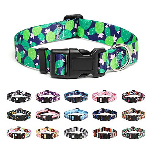 Mercano Adjustable Dog Collar - Special Design Patterns, Soft Nylon Comfortable Durable Pet Collar for Small Medium Large Dogs (XS, Cactus) - color: Cactus, size: Extra Small