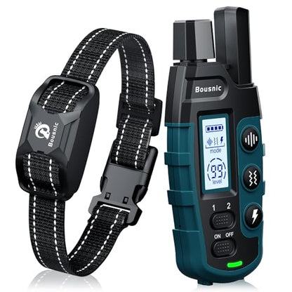 Bousnic Dog Shock Collar - 3300Ft Training Collar with Remote for 5-120lbs Small Medium Large Dogs Rechargeable Waterproof e Collar with Beep (1-8), Shake(1-16), Safe Shock(1-99) Modes (Black) - color: Black