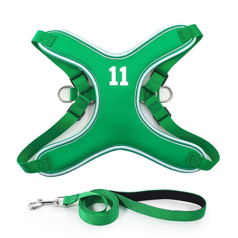X-Shape Escape-Proof Dog Harness Vest, Reflective Padded Chest Strap with Matching Leash for Small & Medium Dogs Nylon & Polyester Design - color: Green, size: XS