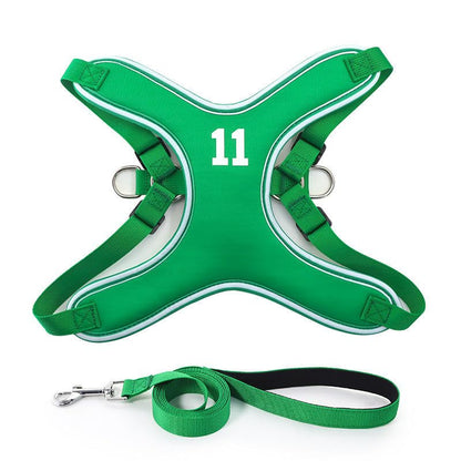 X-Shape Escape-Proof Dog Harness Vest, Reflective Padded Chest Strap with Matching Leash for Small & Medium Dogs Nylon & Polyester Design - color: Green, size: XS