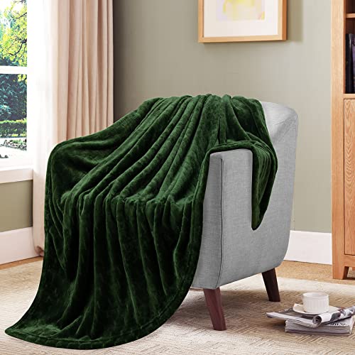 TOONOW Fleece Blanket Super Soft Cozy Throw Blanket 50" x 60", Lightweight Fuzzy Comfy Textured Flannel Blanket Warm Plush Throw Blankets for Couch, Sofa, Bed, Olive Green - color: Olive Green, size: Throw-50" x 60"