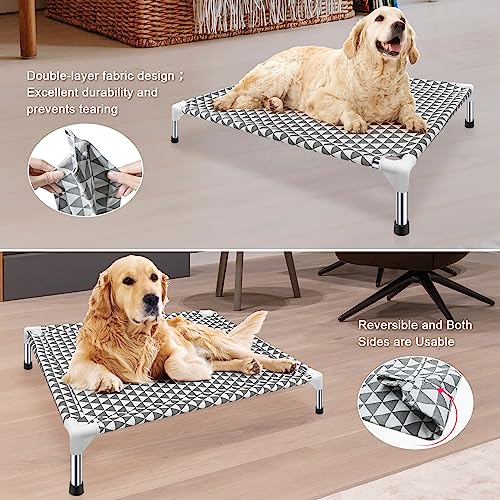Kuntrust Elevated Outdoor Dog Bed, Medium Size, Cotton Material, Non-Slip Feet, Fits up to 70lbs - size: 4 sided Medium