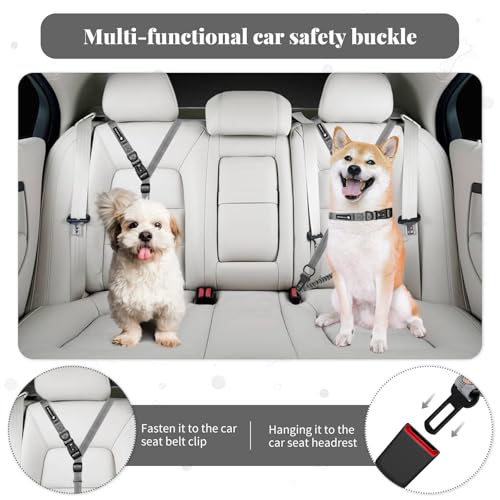 Heavy Duty Multifunctional Hands Free Dog Leash - Adjustable, Reflective Stitches, Car Safety Buckle, Waist Leash for Dog Walking, Running, Hiking - 5-7FT - color: Gray