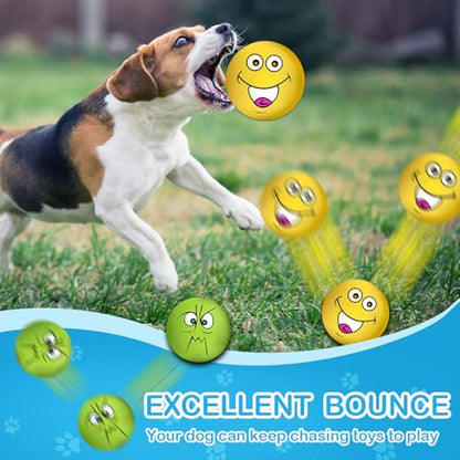 3.14" Squeaky Dog Toys Funny Smile Face Chewing Latex Rubber Soft Fetch Play Interactive Squeaky Dog Balls for Puppy Small Medium Pet Dog (3PCS) - color: Large Size Squeaky Dog Toys 3PCS