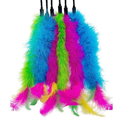 Cat Wand Feather Toys, 6 Pieces Interactive Cat Feathers Teaser Toy for Indoor Cats Play - color: 6PCS Cat Wand Toys