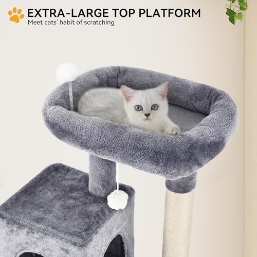 YITAHOME 70.8-Inch Tall Cat Tree Indoor: Multi-Level Kitten Tower with Kitty Condos, Top Perches, Scratching Posts & Cozy Basket Pet Play House Light Gray - color: Light Gray, size: 70.8 inch