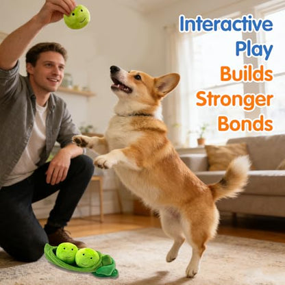 Hide and Seek Dog Toys, Interactive Squeaky Plush Puzzle Toy with Crinkle, Dog Enrichment Toys for Boredom & Stimulation, for Small Medium Dogs, Non-Aggressive Chewers(Pea Balls, Pack of 3) - style: A-Peas