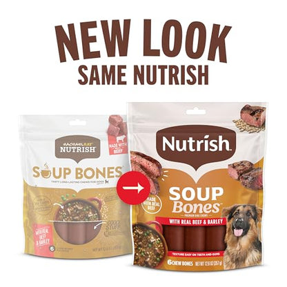 Nutrish Soup Bones Premium Dog Chews with Real Beef and Barley, 6 Chews (Rachael Ray) - size: 12.6 Ounce (Pack of 1)