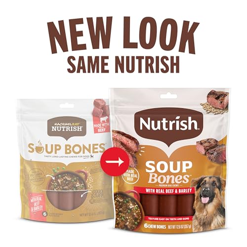 Nutrish Soup Bones Premium Dog Chews with Real Beef and Barley, 3 Chews (Rachael Ray) (Pack of 8) - size: 6.3 Ounce (Pack of 8)