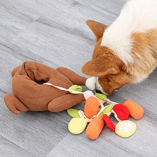 Dog Snuffle Plush Turkey Toy for Dogs Interactive Foraging Chew Toy Hide & Seek Reducing Boredom Preventing Obesity Dog Toy for Teething Puppies for Teeth Dog Snuffle Toys Plush Chew Toys