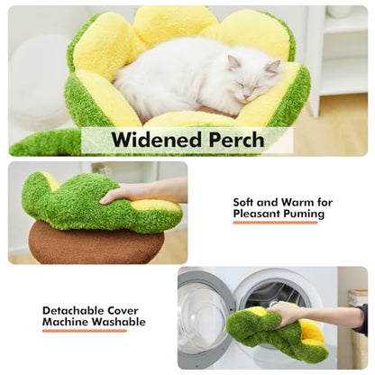 Woochpet Cat Tree Tower with Large Cat House,Three Platforms Jumping and Sleeping for Cats Multi-Functional for Kittens and Adult Cats (Green) - size: 63*49*118