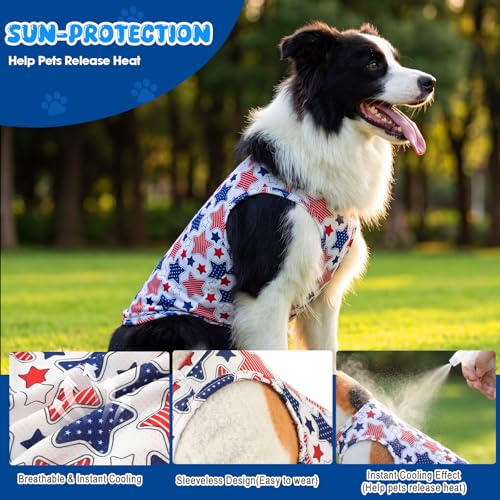 Talltalk 5 Pack 4th of July Dog Cooling Shirts Quick Dry Vest American Flag Mesh Breathable Instant Sun Protection Cooling Dog Vest Patriotic T-Shirts for Holiday Party Outdoor Walking Hunting(XXL) - size: XXL