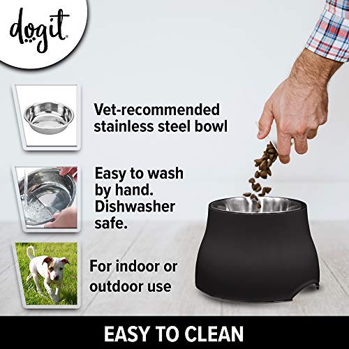 Dogit Elevated Dog Bowl, Stainless Steel Dog Food and Water Bowl for Large Dogs, Black, 73752 - color: Black, size: Large