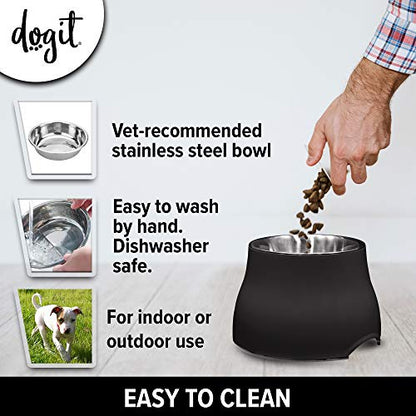 Dogit Elevated Dog Bowl, Stainless Steel Dog Food and Water Bowl for Large Dogs, Black, 73752 - color: Black, size: Large