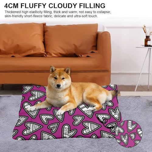 Comfy Dog Bed with Anti-Slip Bottom Valentines Hearts Purple Puppy Supplies Pad Crate Chew Proof Dog Bed for Crate Comfortable Mats Cages Chew Proof for Indoor&Outdoor Sofa Cars Washable 24 × 18 inch - size: 24 × 18 inch