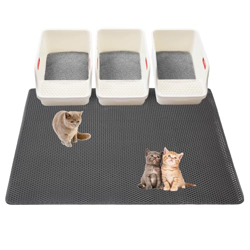 Cat Litter Mats-Extra Large 47''x36'' Litter Trapping Mat for Cat-XXL Litter box Matt for Floor-2 Layer Catcher Rug for Pet kitty Litterbox-Waterproof Urine Proof,Non-Slip