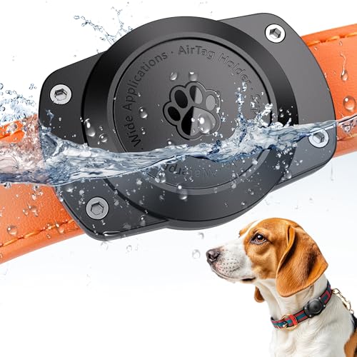 IPX8 Waterproof Dog Collar Holder for Airtag [Metal Back Plate] Ultra-Durable Dog & Cat Collars Mount for AirTag, Suitable for All Widths of Collars (1 Pack) - size: Single