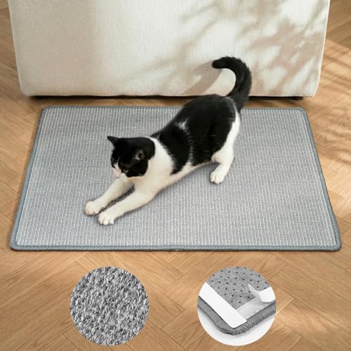 Conlun Cat Scratcher Mat,Natural Sisal Cat Scratch Pad,Horizontal Floor Cat Scratching Pads Rug for Indoor Cats Grinding Claws Nails,Cat Furniture Protector for Couch & Carpets & Sofas - color: Grey, size: 1 Pack-M (23.6'' X 15.7")