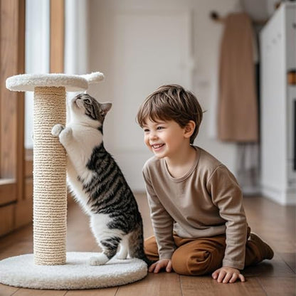PowerKing Natural Sisal Replacement Scratching Post, 15.7'' 2 Pieces M8 Cat Scratch Post Refill Pole Parts for Refurbishment, Include Screws (White) - color: White, size: 15.7''+15.7'' (2.67''Thick)