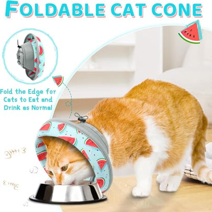 Cat Cone Collar Soft to Stop Licking, Adjustable, Foldable Lightweight Kitten Cones After Surgery Recovery for Cats & Kittens, Cat Cone Alternative, Easy Eating (Blue, S) - color: Blue, size: S