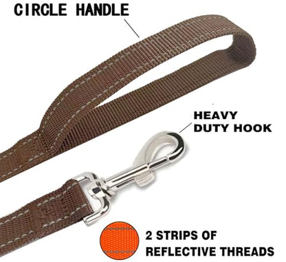 Reflective Dog Leash 4Ft /5 Foot /6 Feet Long, 1 Inch Wide, for Small and Medium Dogs - color: Reflective Brown, size: 1'' x 4 FT