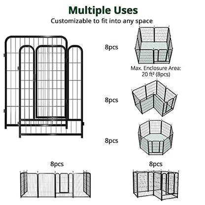 PawGiant Dog Fence Playpen 24”/32”/40” Indoor Outdoor for Small/Medium/Large Dogs, Metal Pet Puppy Cat Exercise Fencing Gate Crate Cage Outside RV, Camping, Yard, Garden - style: 8 Panel