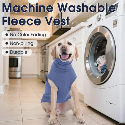 IECOii Dog Fleece Vest Sweater - Stretch Warm Pullover with Turtleneck, Blue,Large, Easy On/Off Winter Dog Sweater for Medium Large Dogs Girl Boy, Winter Fall Jumpsuit with High Neck - color: Blue, size: Large
