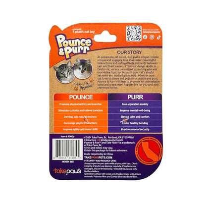 Pounce & Purr® Plush Cat Toys, Catnip & Silvervine Infused, Shiny Iridescent Accents, Interactive Play Toys for Cats & Kittens (Bee) - color: Bee