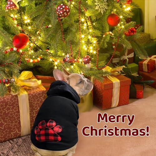 Dog Hoodie,Flannel Pet Hooded Sweater with Hat Puppy Pullover Sweater Shirt,Dog (Black,S) - color: Black, size: Small