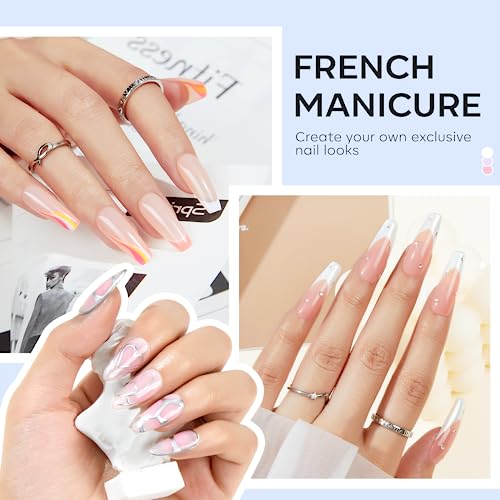 modelones French Tip Tool- 6 Pcs Nail Stamp French Manicure Kit Suitable for DIY Together with Gel Nail Polish Art Tips Printing Tool Kit - color: A 6PCS Nail Stamper kit