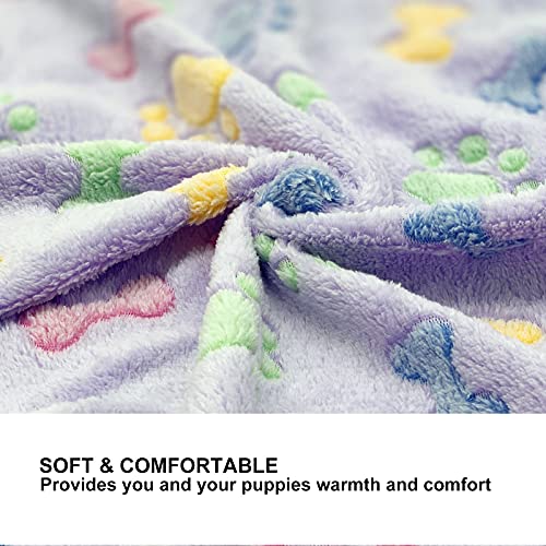 1 Pack 3 Puppy Blankets Super Soft Warm Sleep Mat Bone Print Cute Blanket Fluffy Premium Fleece Pet Blanket Flannel Throw Dog Blankets for Small Dogs Puppy Cat,Small(23"x15") - color: Mix Bone Series, size: Small(23"x15")